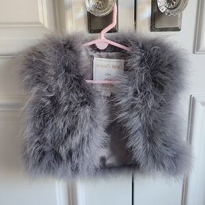 Gray Ostritch Fur Girls Vest